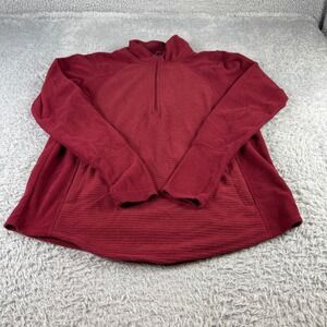 St Johns Bay Active Womens Fleece Pullover Top Maroon Size M Quarter Zip